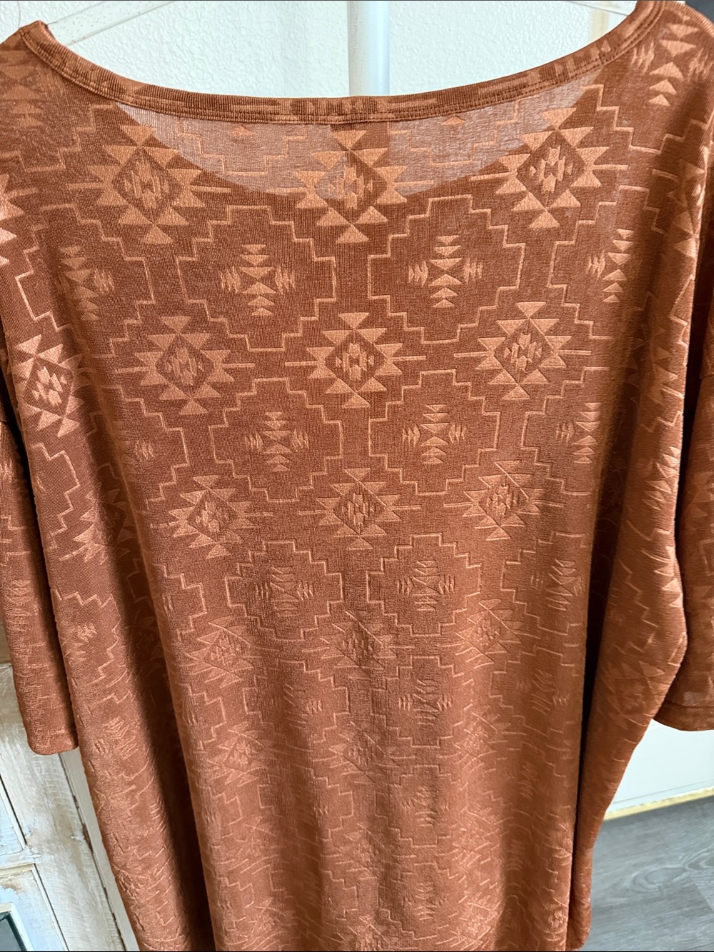 Women's Rust Aztec-Print Top - Picture 4 of 5